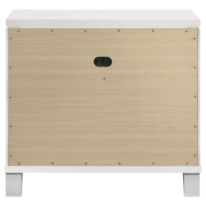 Marmore - 2 - Drawer Nightstand Bedside Table - White Nightstand w/ Charging Station modern furniture Contempo Furniture