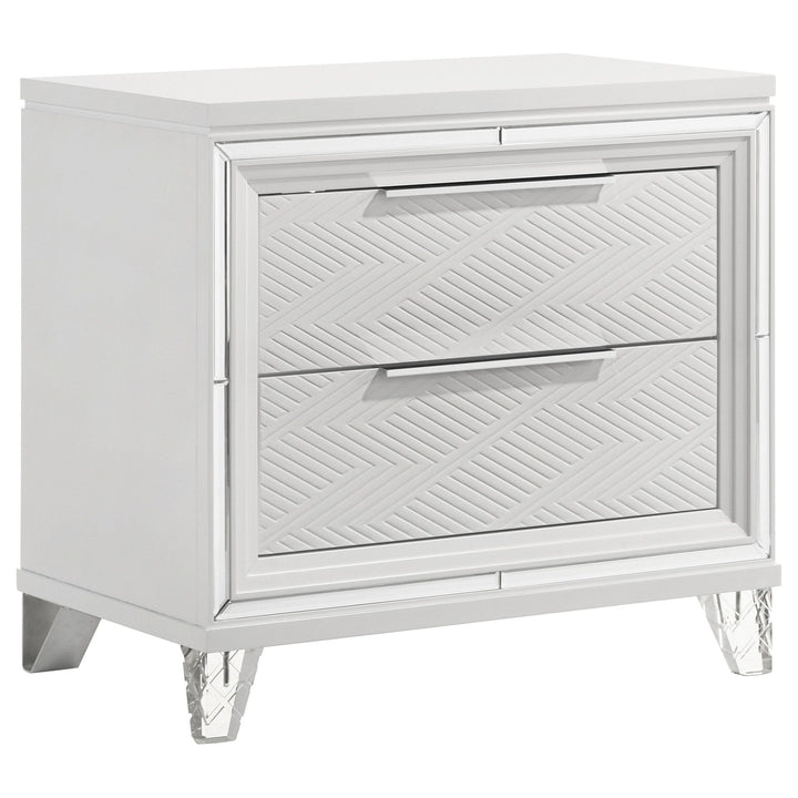 Marmore - 2 - Drawer Nightstand Bedside Table - White Nightstand w/ Charging Station modern furniture Contempo Furniture