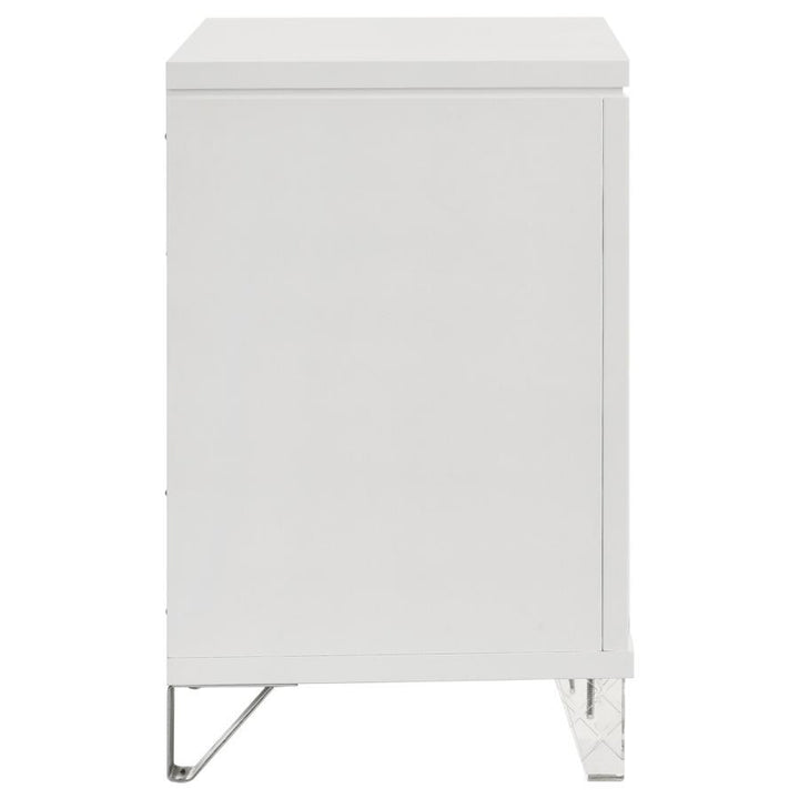 Marmore - 2 - Drawer Nightstand Bedside Table - White Nightstand w/ Charging Station modern furniture Contempo Furniture