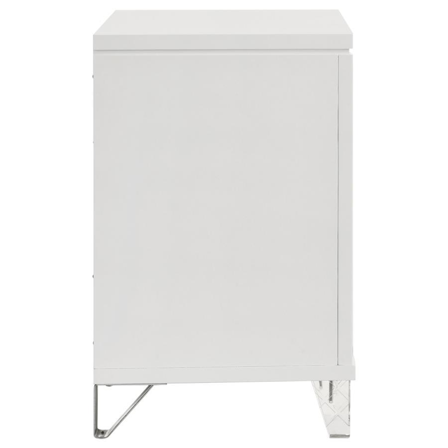 Marmore - 2 - Drawer Nightstand Bedside Table - White Nightstand w/ Charging Station modern furniture Contempo Furniture