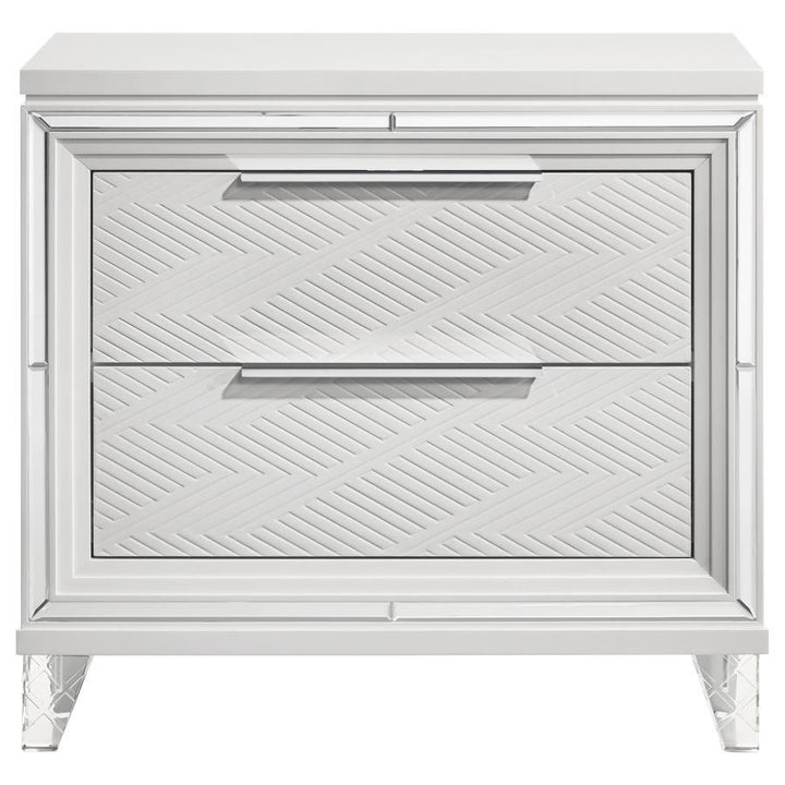 Marmore - 2 - Drawer Nightstand Bedside Table - White Nightstand w/ Charging Station modern furniture Contempo Furniture