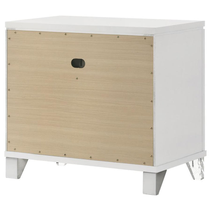 Marmore - 2 - Drawer Nightstand Bedside Table - White Nightstand w/ Charging Station modern furniture Contempo Furniture