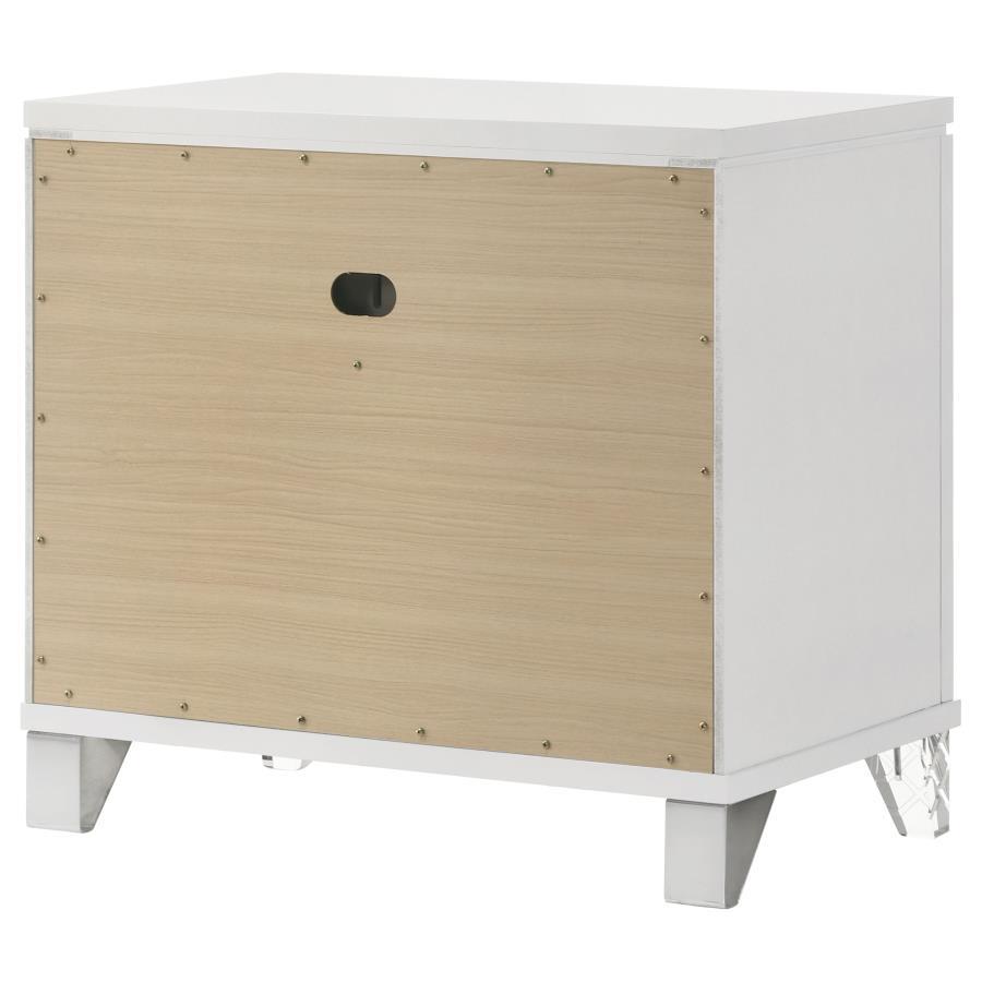 Marmore - 2 - Drawer Nightstand Bedside Table - White Nightstand w/ Charging Station modern furniture Contempo Furniture