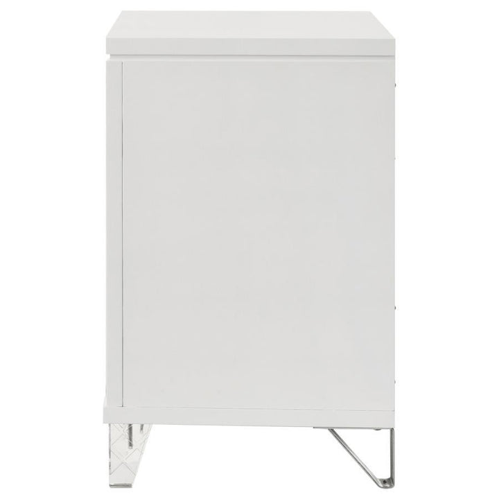 Marmore - 2 - Drawer Nightstand Bedside Table - White Nightstand w/ Charging Station modern furniture Contempo Furniture