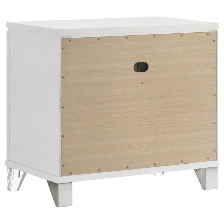 Marmore - 2 - Drawer Nightstand Bedside Table - White Nightstand w/ Charging Station modern furniture Contempo Furniture