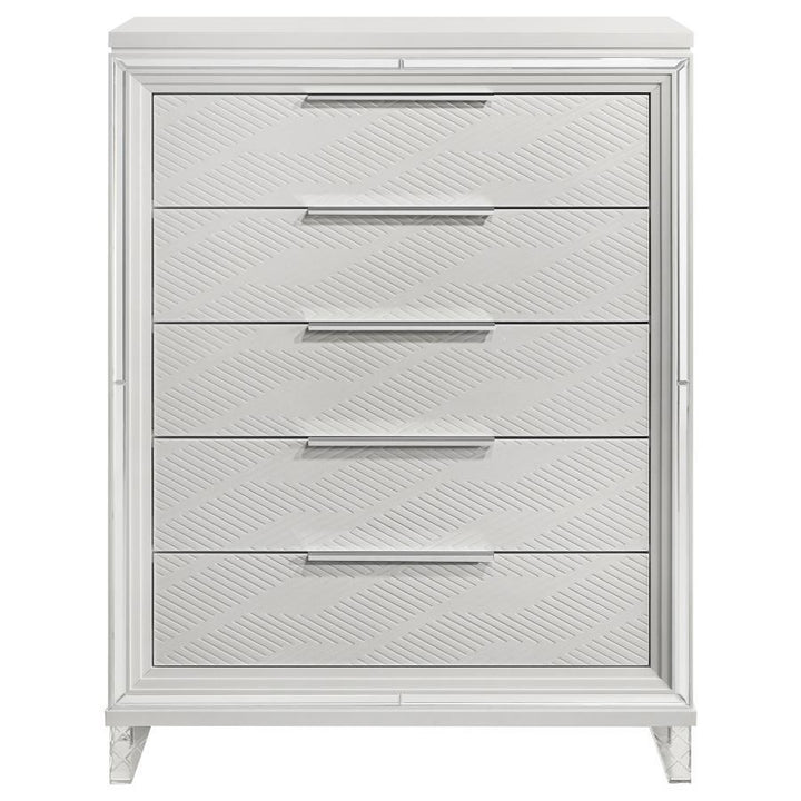 Marmore - 5 - Drawer Bedroom Chest Of Drawers - White Accent Chest modern furniture Contempo Furniture