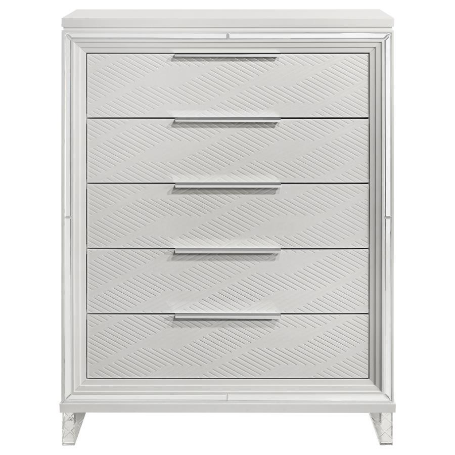 Marmore - 5 - Drawer Bedroom Chest Of Drawers - White Accent Chest modern furniture Contempo Furniture