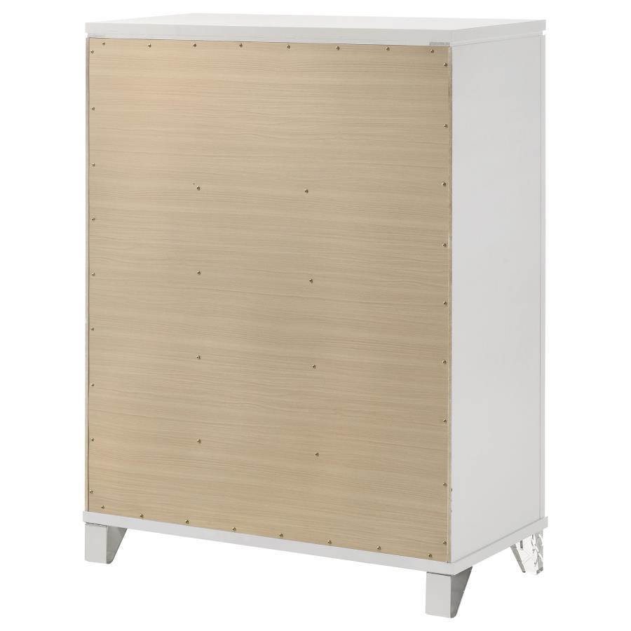 Marmore - 5 - Drawer Bedroom Chest Of Drawers - White Accent Chest modern furniture Contempo Furniture