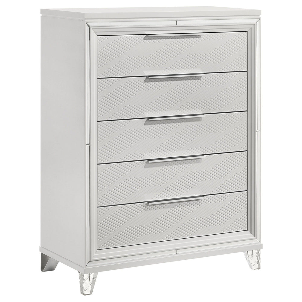 Marmore - 5 - Drawer Bedroom Chest Of Drawers - White Accent Chest modern furniture Contempo Furniture