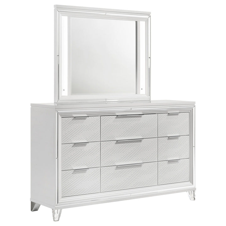 Marmore - 9 - Drawer Dresser And LED Mirror - White Dresser &amp; Mirror modern furniture Contempo Furniture