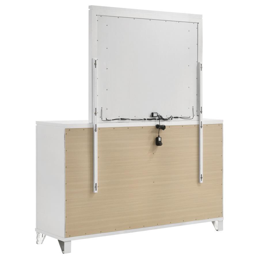 Marmore - 9 - Drawer Dresser And LED Mirror - White Dresser & Mirror modern furniture Contempo Furniture