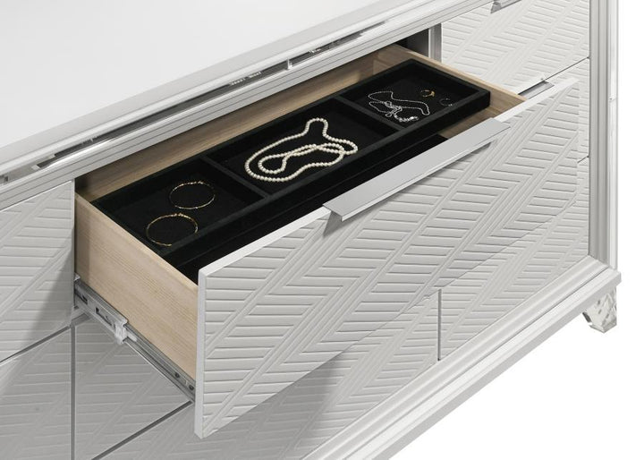 Marmore - 9 - Drawer Dresser And LED Mirror - White Dresser &amp; Mirror modern furniture Contempo Furniture