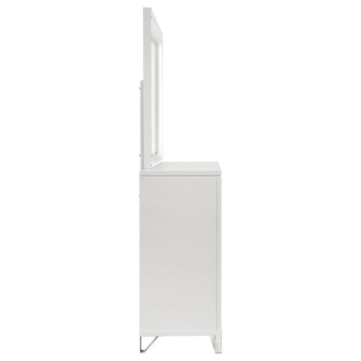 Marmore - 9 - Drawer Dresser And LED Mirror - White Dresser &amp; Mirror modern furniture Contempo Furniture