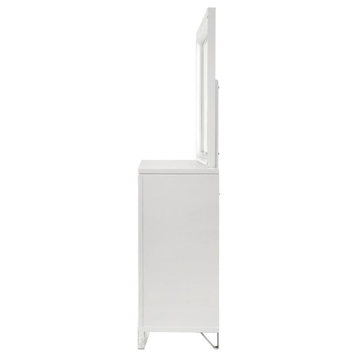 Marmore - 9 - Drawer Dresser And LED Mirror - White Dresser &amp; Mirror modern furniture Contempo Furniture