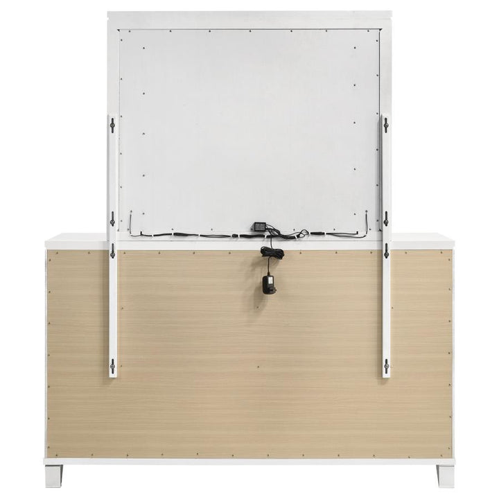 Marmore - 9 - Drawer Dresser And LED Mirror - White Dresser &amp; Mirror modern furniture Contempo Furniture