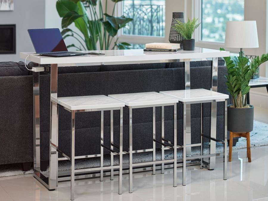 Marmot - 4 Piece Rectangular Counter Height Table Set - Chrome 4 - Piece Dining Room Set modern furniture Contempo Furniture