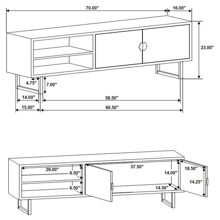 Marsden - 2 Door Mango Wood TV Stand - Charcoal Black TV Stand modern furniture Contempo Furniture