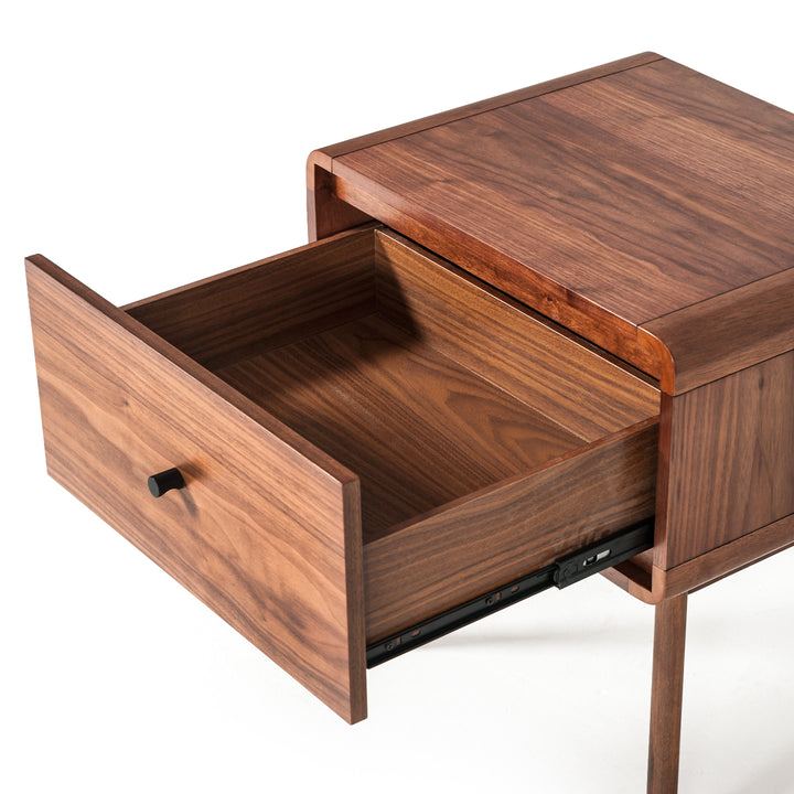 Carmen + Marshall Mid-Century Modern Walnut Bed + Nightstands Set