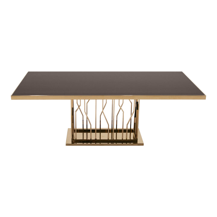 Marston Modern Black Glass &amp; Rosegold Dining Table