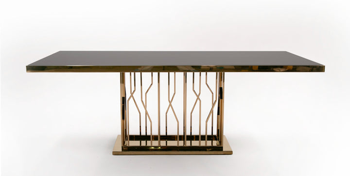 Marston Modern Black Glass &amp; Rosegold Dining Table