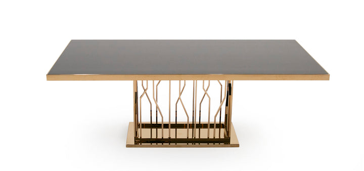 Marston Modern Black Glass &amp; Rosegold Dining Table