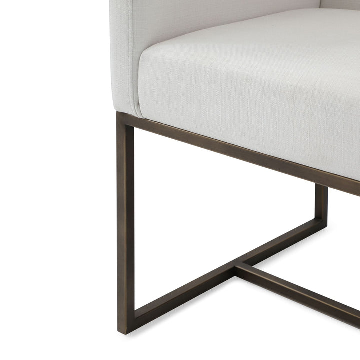 Marty - Modern Off-White &amp; Copper Antique Brass Dining Chair