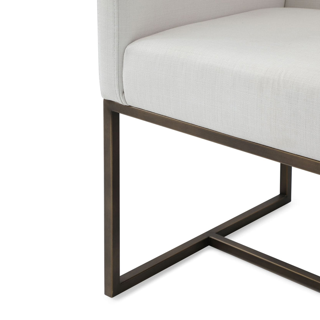 Marty - Modern Off-White & Copper Antique Brass Dining Chair