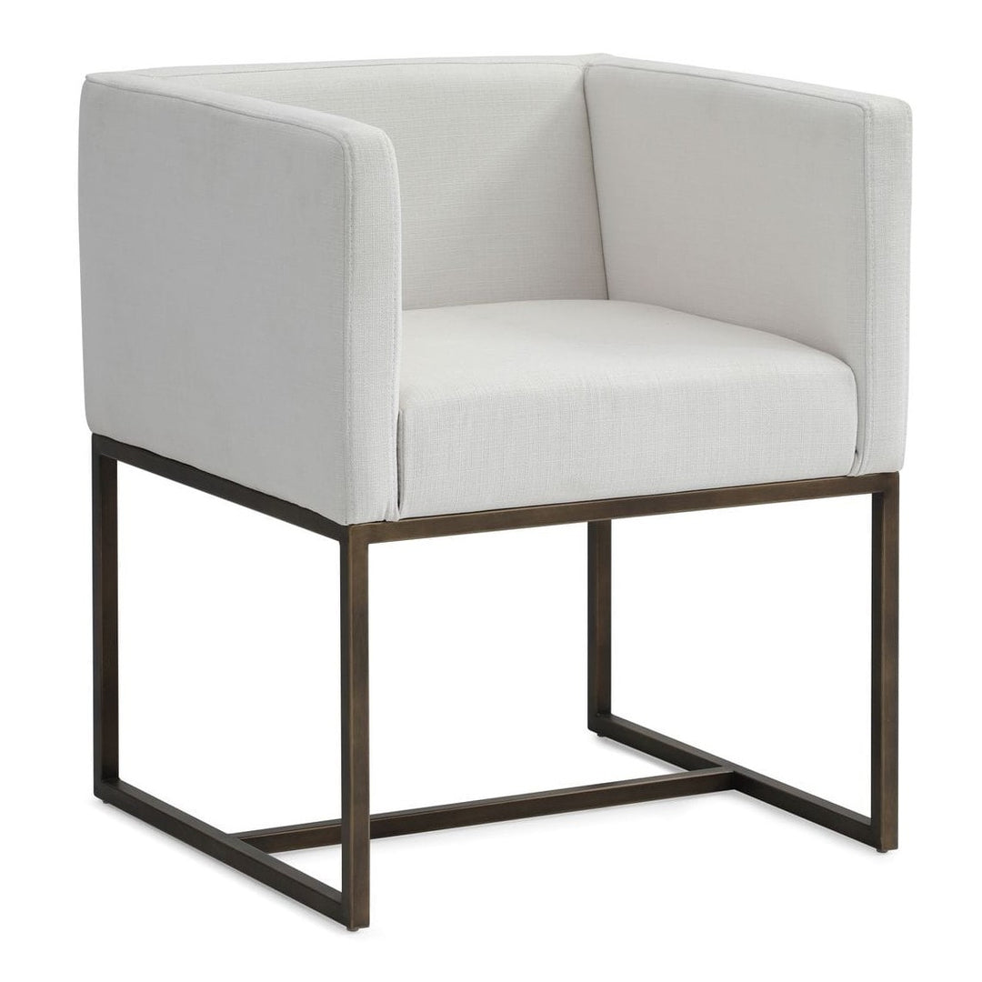 Marty  Modern OffWhite & Copper Antique Brass Dining Chair