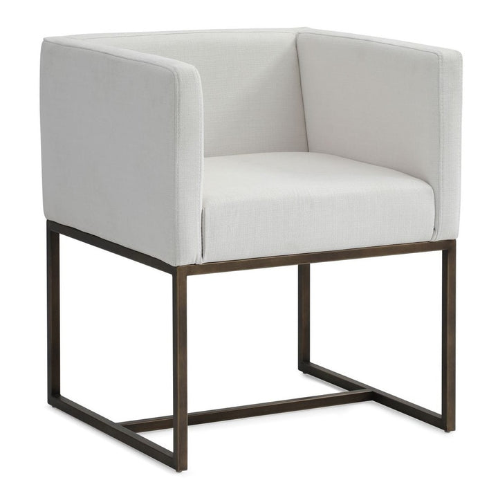 Marty  Modern OffWhite & Copper Antique Brass Dining Chair