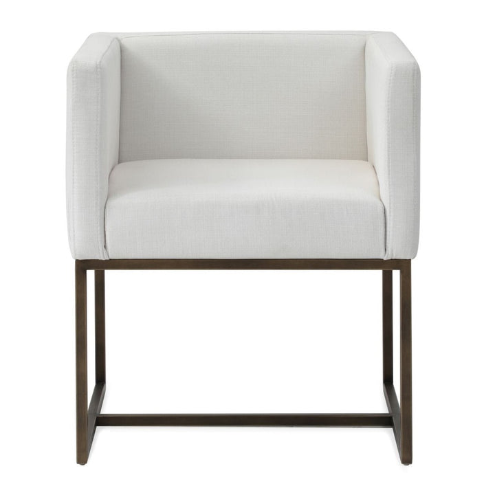 Marty  Modern OffWhite & Copper Antique Brass Dining Chair