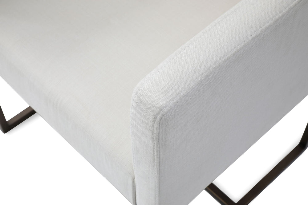 Marty - Modern Off-White & Copper Antique Brass Dining Chair - View 2
