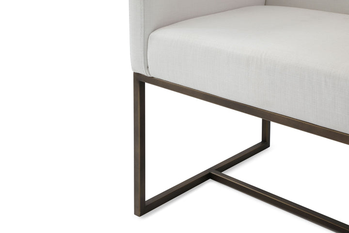 Marty - Modern Off-White &amp; Copper Antique Brass Dining Chair