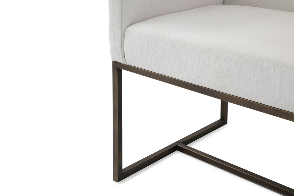 Marty - Modern Off-White & Copper Antique Brass Dining Chair - View 3