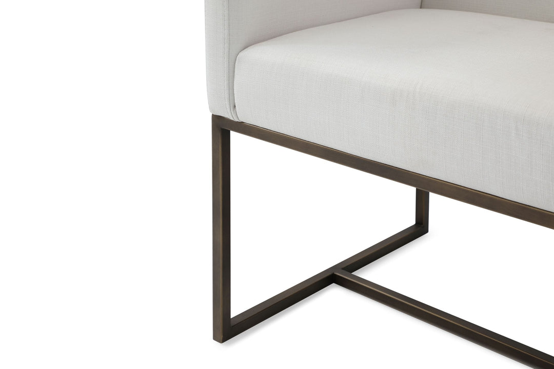 Marty - Modern Off-White & Copper Antique Brass Dining Chair