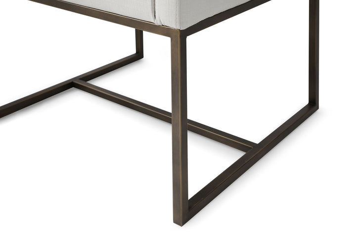 Marty - Modern Off-White &amp; Copper Antique Brass Dining Chair