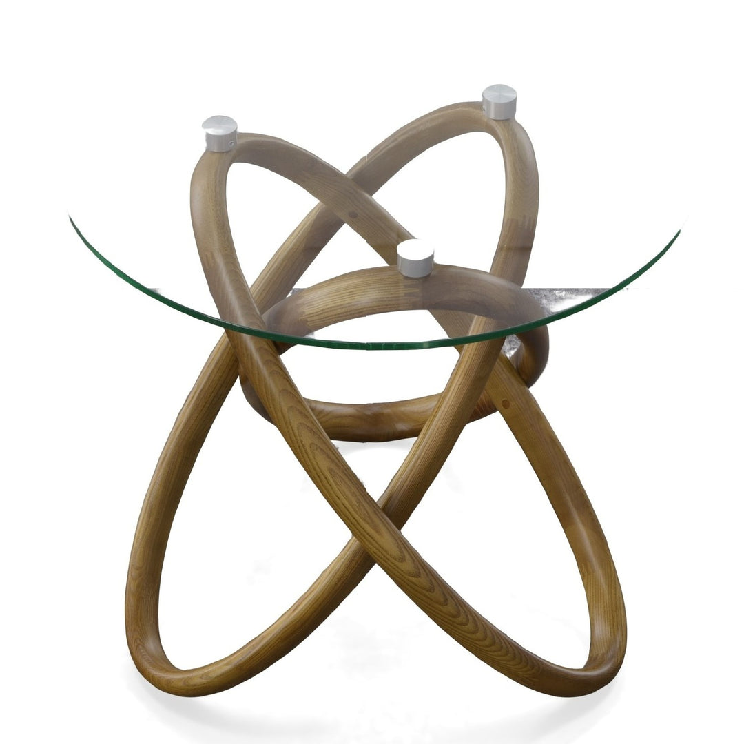 Mason - Modern Glass  Walnut Side Table