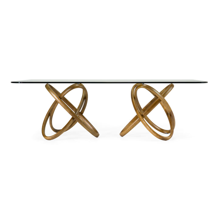 Mason Modern Glass & Walnut Dining Table