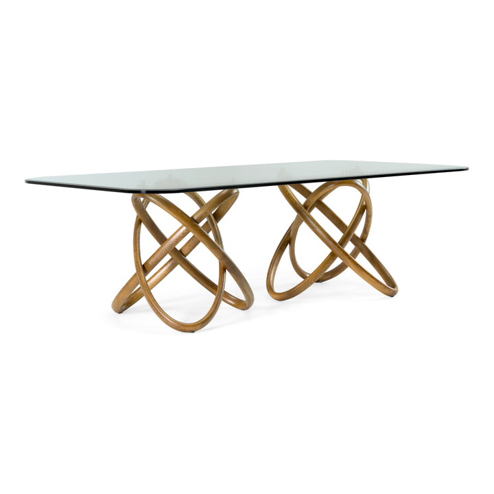 Mason Modern Glass & Walnut Dining Table