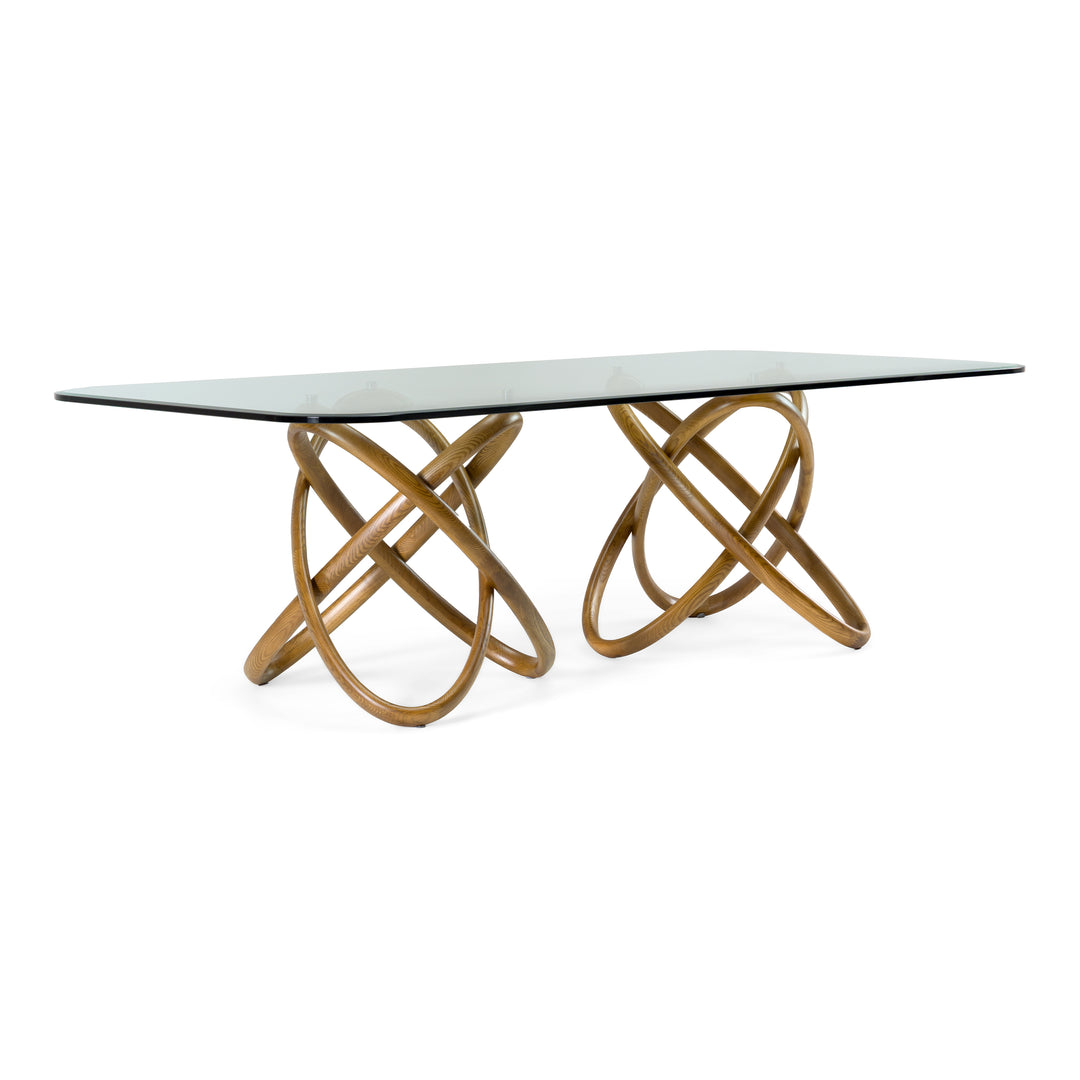 Mason Modern Glass  and  Walnut Dining Table