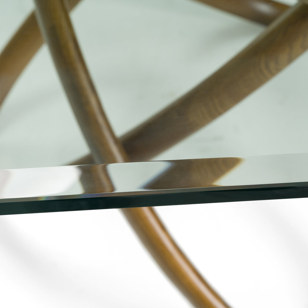 Mason Modern Glass & Walnut Dining Table