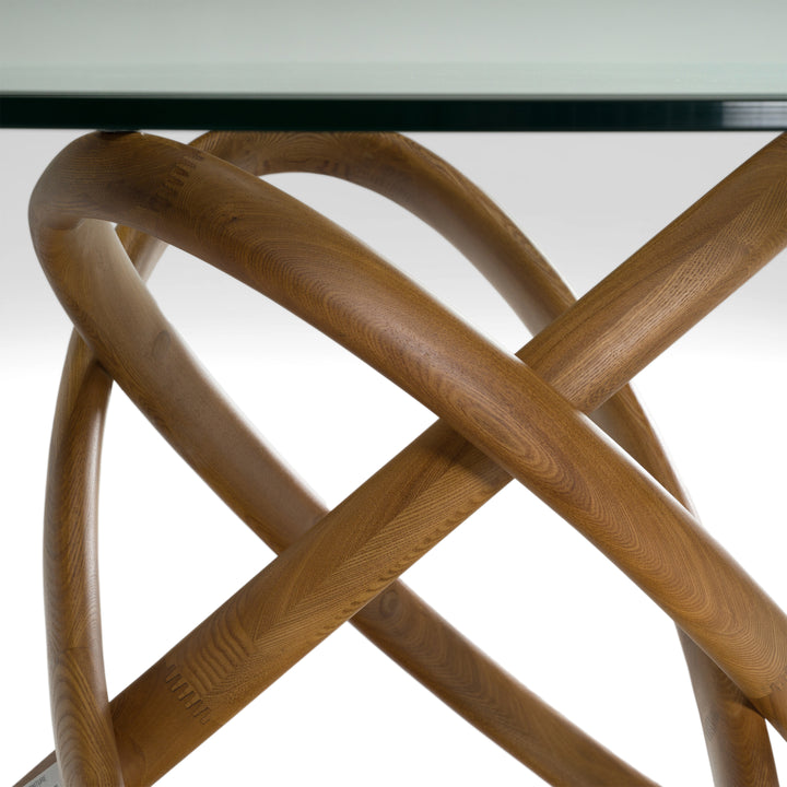 Mason Modern Round Glass & Walnut Dining Table