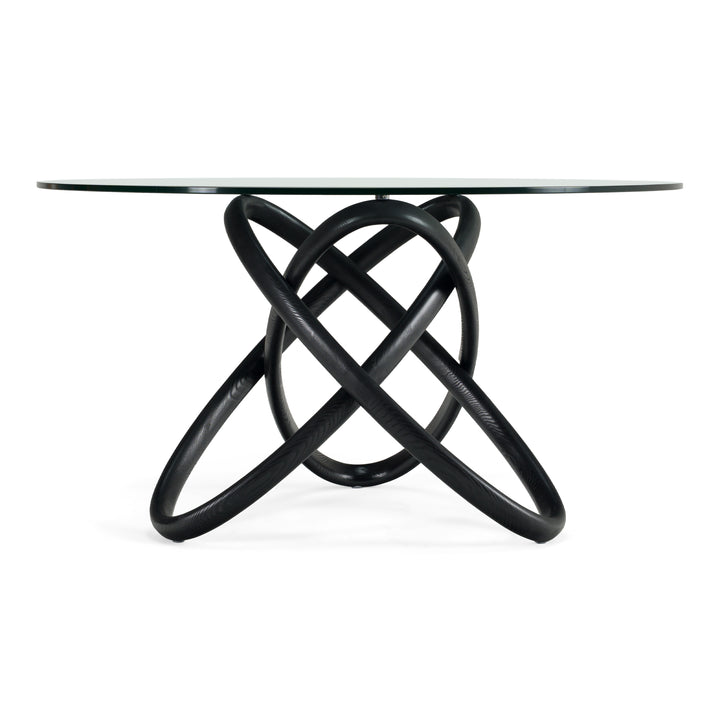 Mason Modern Round Glass &amp; Black Ash Dining Table