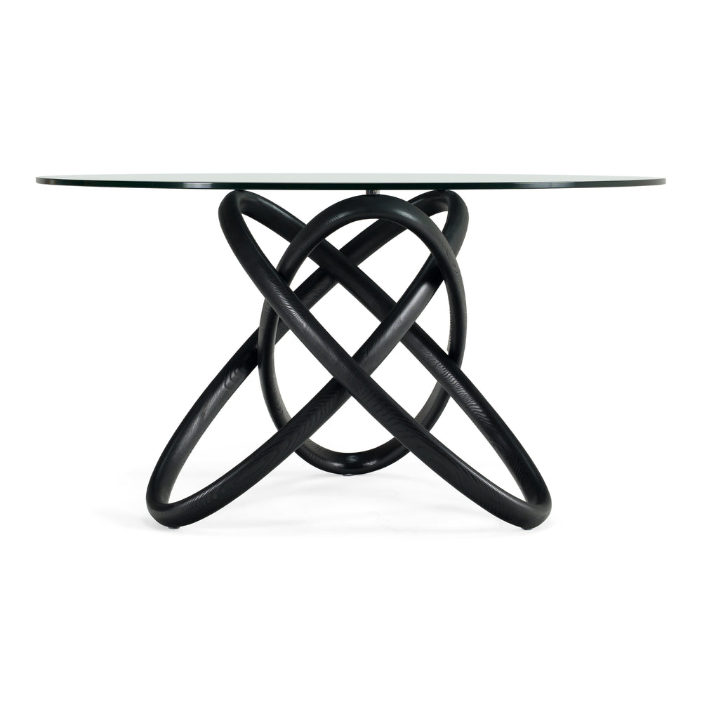 Mason Modern Round Glass & Black Ash Dining Table