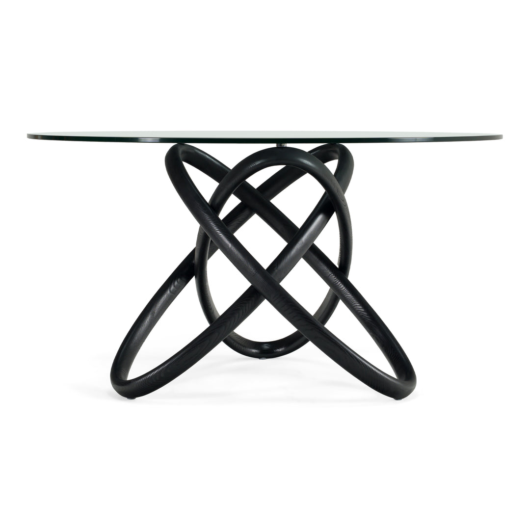 Mason Modern Round Glass & Black Ash Dining Table