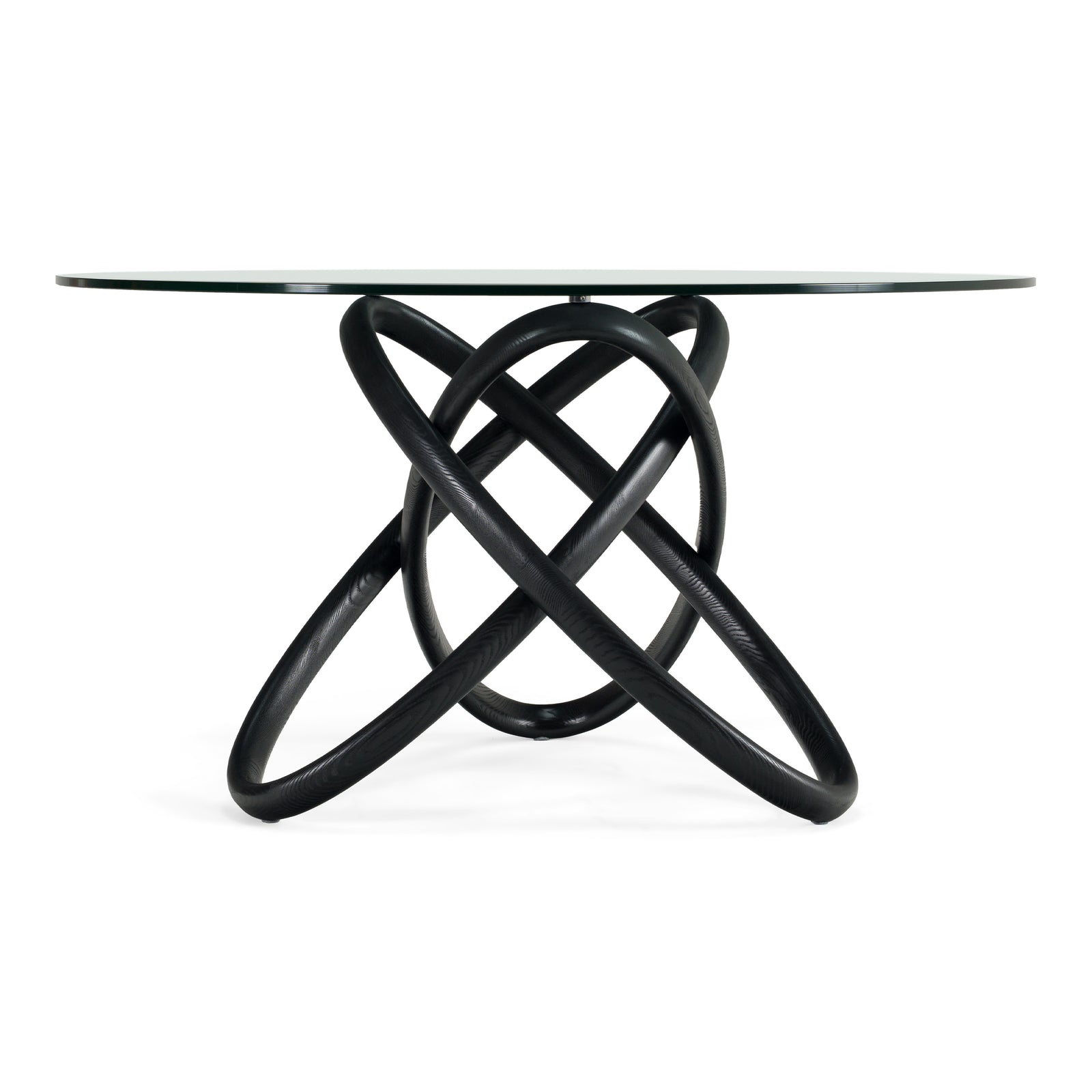 Mason Modern Round Glass  and  Black Ash Dining Table