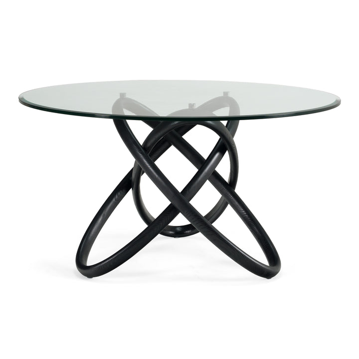 Mason Modern Round Glass &amp; Black Ash Dining Table