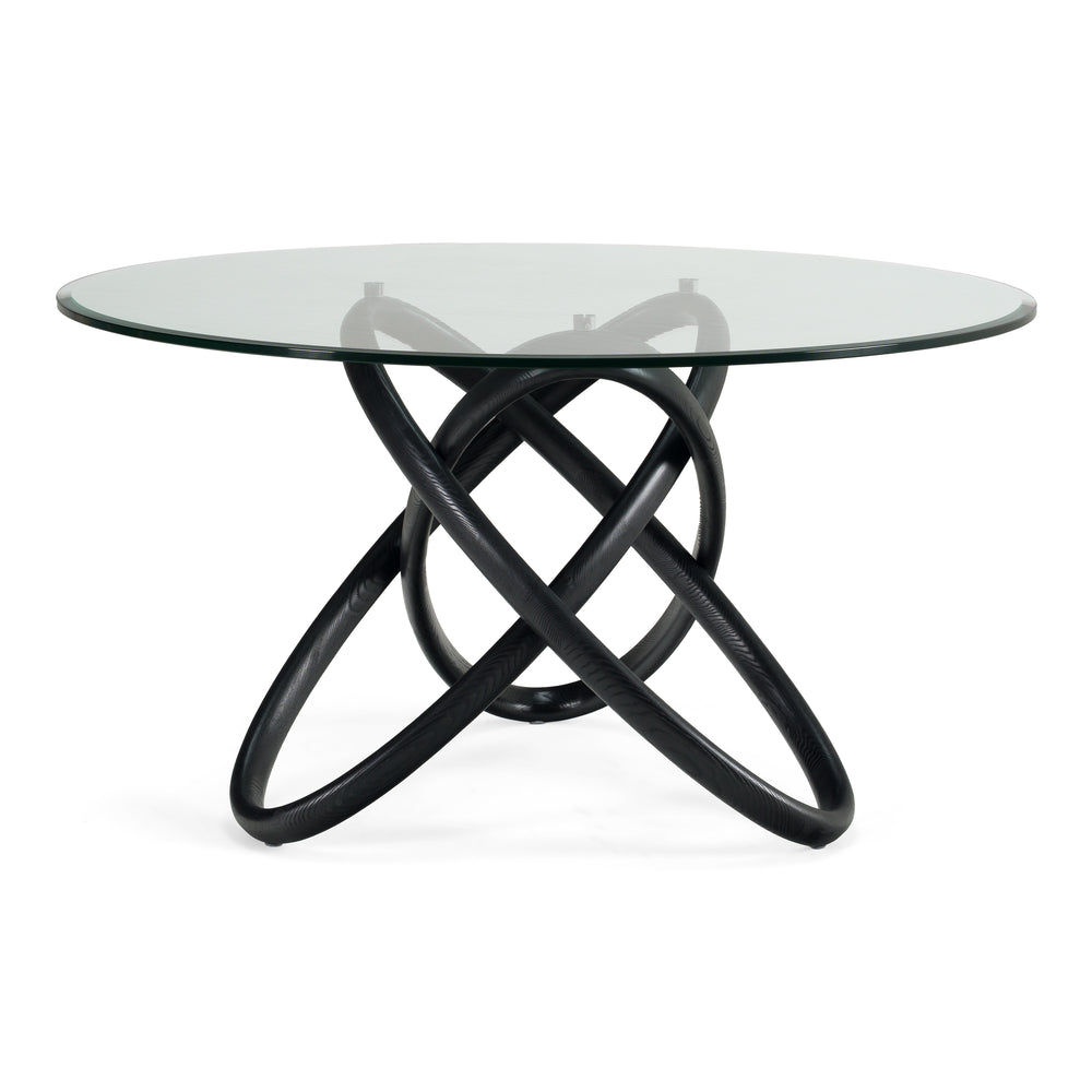 Mason Modern Round Glass & Black Ash Dining Table - View 2