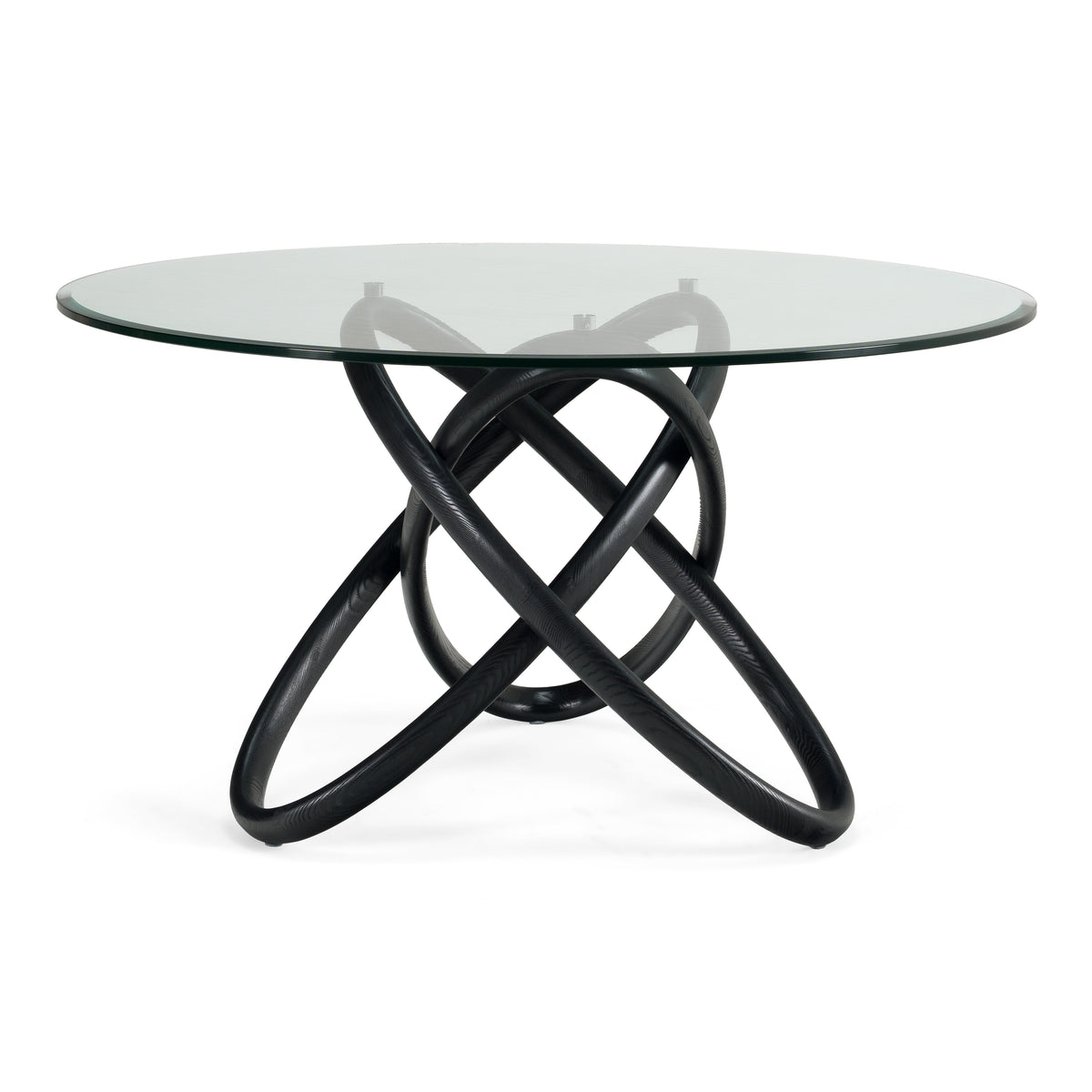 Mason Modern Round Glass & Black Ash Dining Table - View 2
