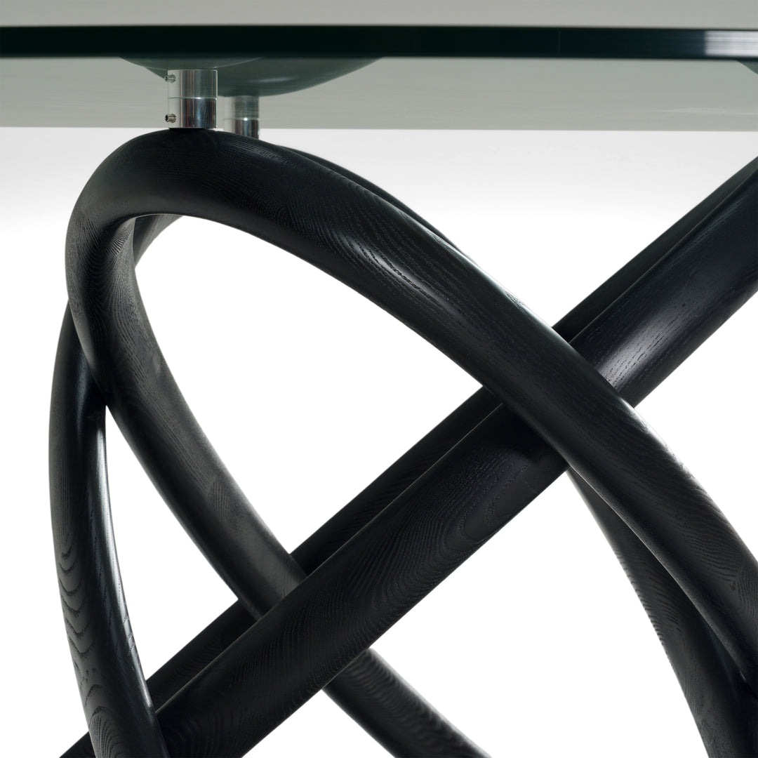 Mason Modern Round Glass & Black Ash Dining Table