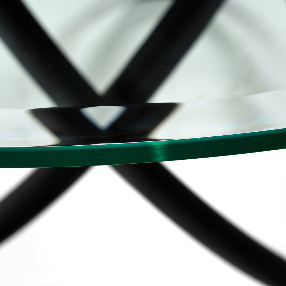 Mason Modern Round Glass & Black Ash Dining Table